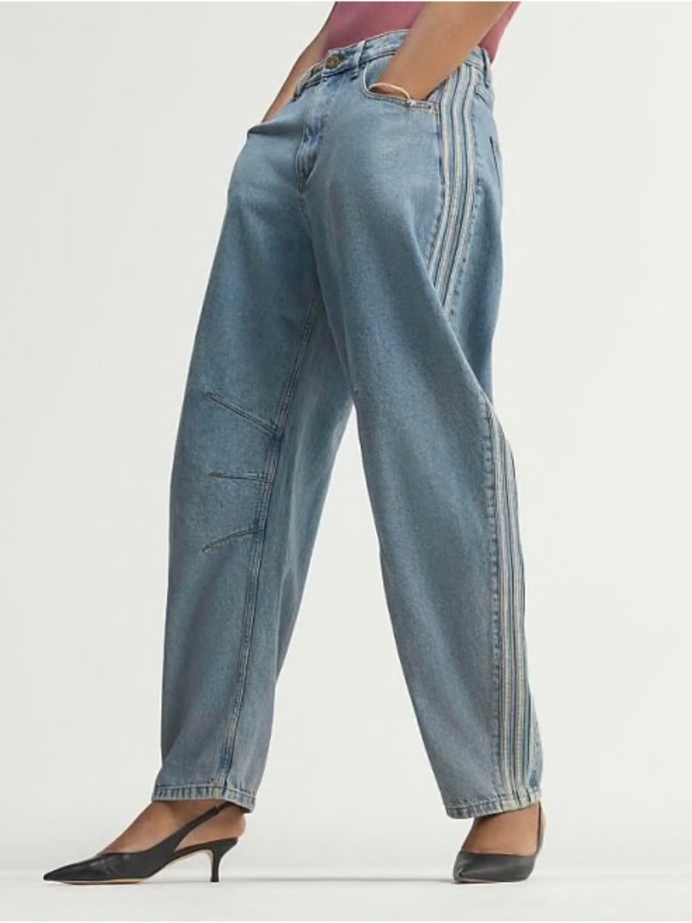 adidas Originals 3-Stripes Barrel Leg Jeans - Picture 1 of 6